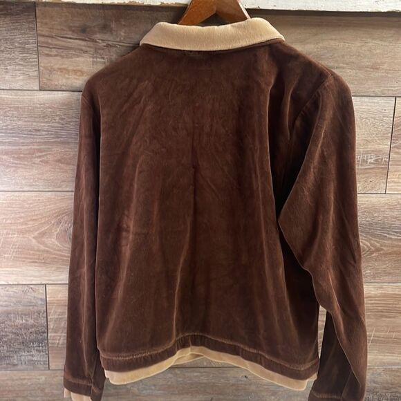 Cappagallo Ladies Velour Zip up Jacket, Size M, Brown and Tan - Picture 4 of 5